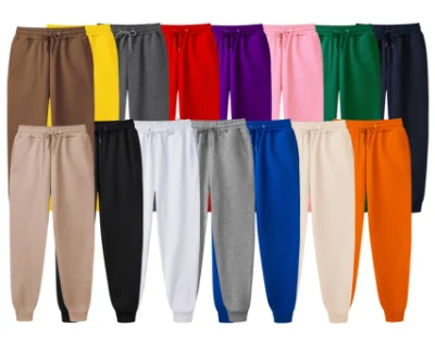 Pantalones de chándal básicos unisex de forro polar con cordón, pantalones deportivos